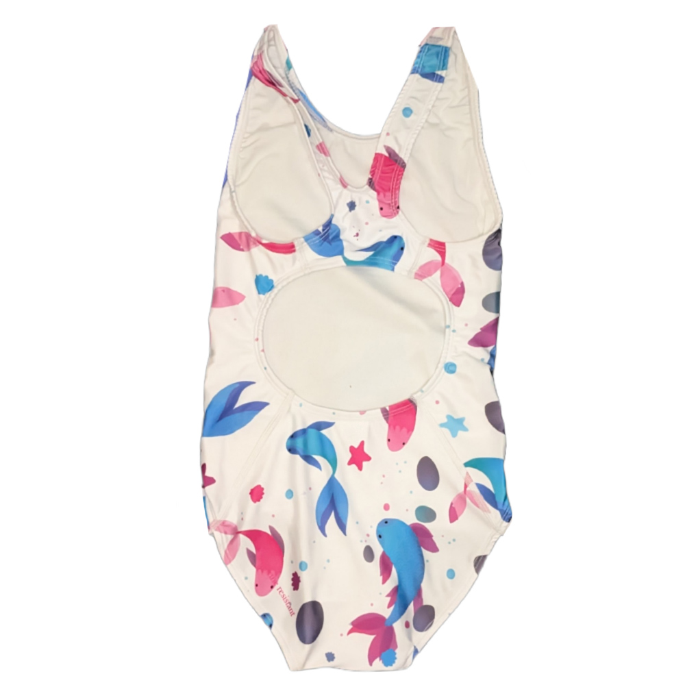 pari cartoni2 مایو دخترانه لایف سفید با طرح پری و ماهی