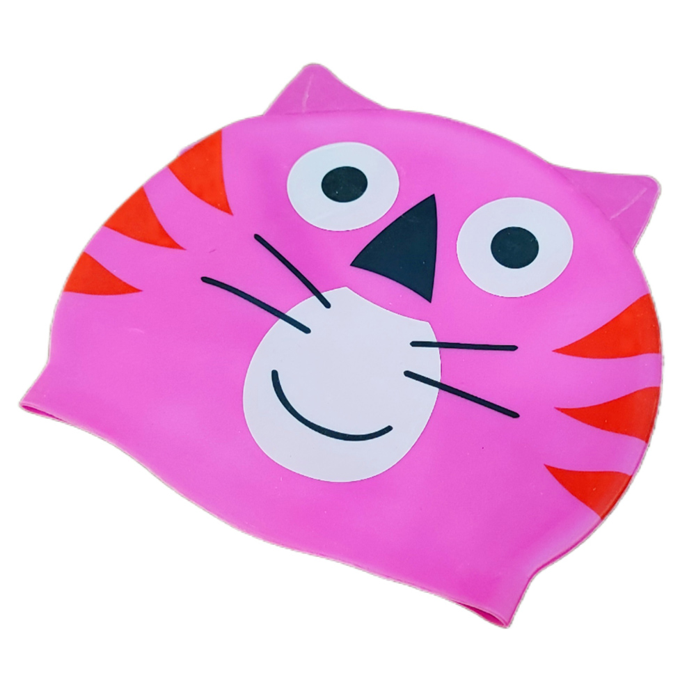 کلاه شنا بچه گانه طرح گربه صورتی آدامسی